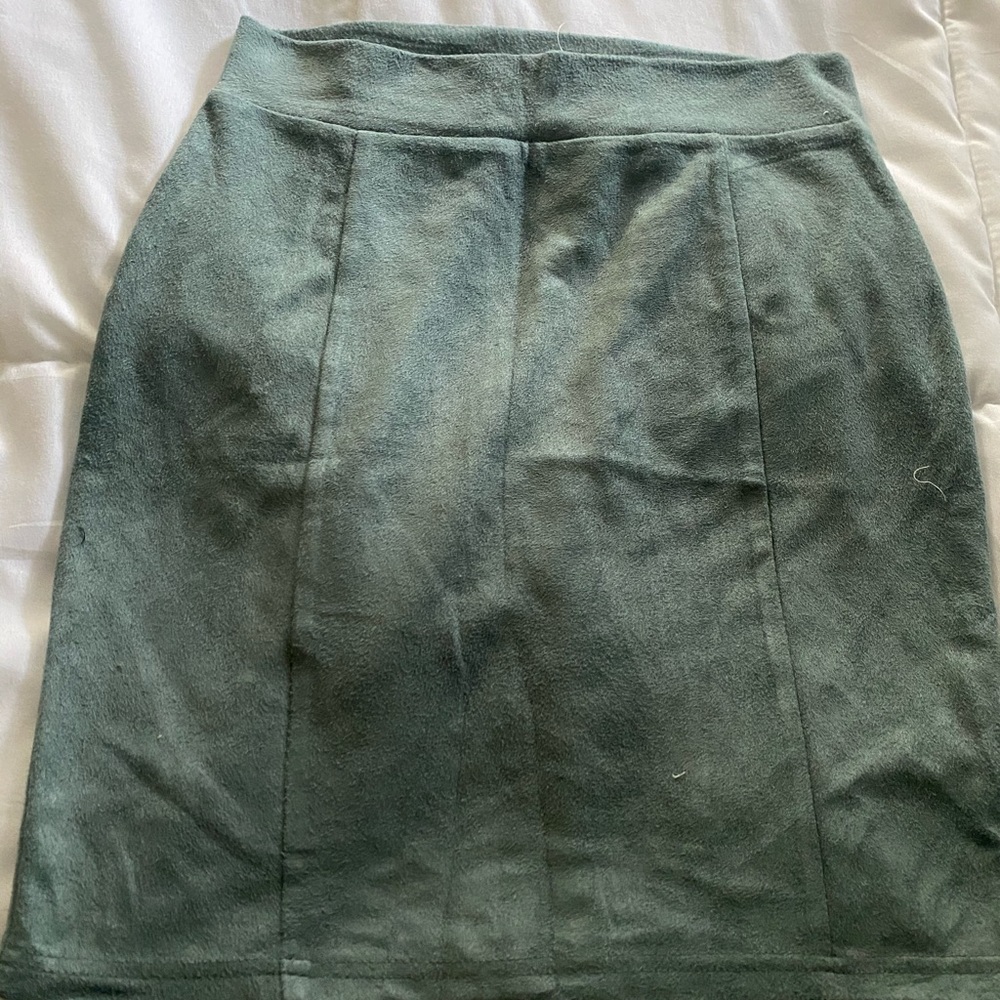 Blue suede skirt
